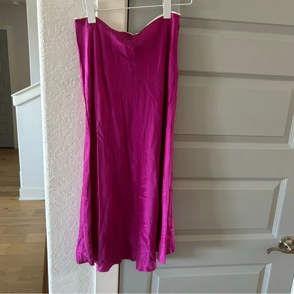 NWT Rag & Bone Jaci Satin Midi Dress Deep Pink - Picture 4 of 6